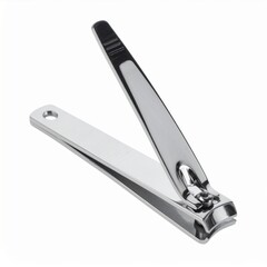 Silver Metal Nail Clippers on White Background