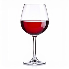 Red Wine in a Crystal Glass on White Background