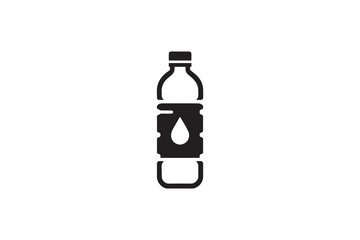 A black-and-white  water bottle  disk against a white background in a straightforward and inconspicuous vector silhouette