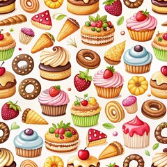 Sweet treats pattern, featuring various desserts