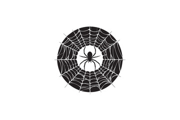 Fototapeta premium A black-and-white spider net against a white background in a straightforward and inconspicuous vector silhouette