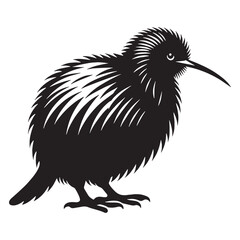 Quiet Kiwi silhouette in natural stance – Kiwi illustration – Minimalist Kiwi vector – Bird silhouette – Bird vector

