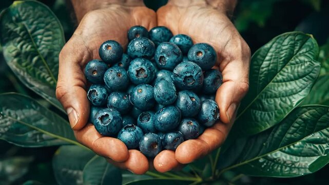 fresh blueberries, berry farming concept, healthy eating, food industry