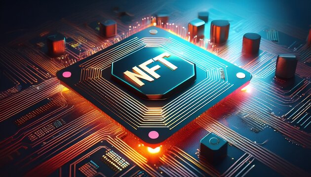 a computer chip with a nft logo on it