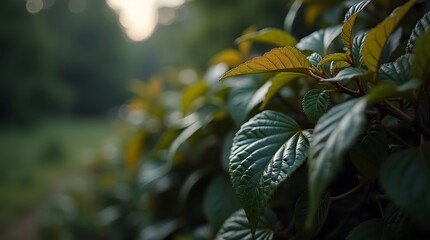 Obraz premium Close-up of Gloxinia perennis leaves. Ideal for nature, botany, or plant-related projects. Vibrant green and textured details.