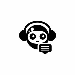 AI Customer Support Bot Icon with Chatbot Face and Headset