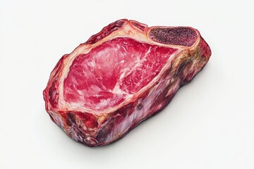 Obraz premium Close-up view of a detailed piece of raw steak.