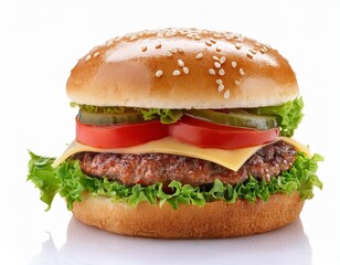 fresh burger isolated on white background