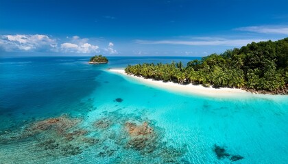 aerial view of a tropical island with turquoise water