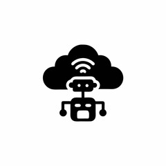 Cloud Robotic System Vector Silhouette Icon Design