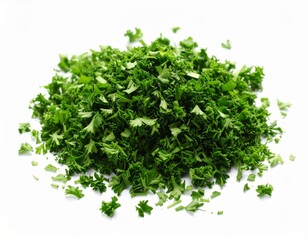 Fototapeta premium Pile of Fresh Chopped Parsley on White Background