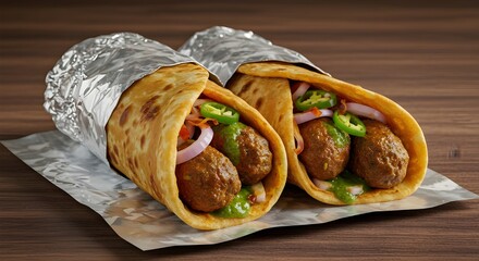 Stuffed Kebab Roll Close-Up &ndash; Spicy Street Style Wrap