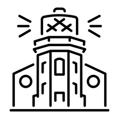 A line style icon showing london lighthouse tower