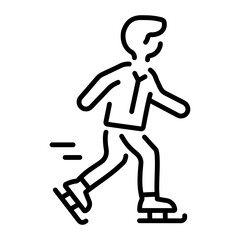 A line style icon showing a character doing ice skating 