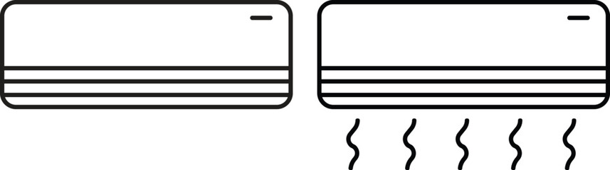 AC icons set. Air conditioner for cooling in line style. Room cool appliance vector