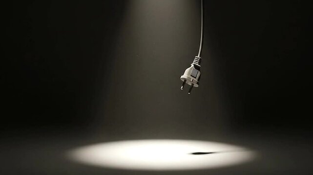 Unplugged Cable Dangling Against Dark Background