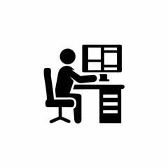 Virtual Office Environment Vector Silhouette Icon