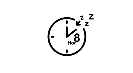 Simple Black and White Sleep Clock Showing 8 Am with Zzz Symbols for Rest and Wakeup