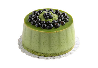 Matcha green tea boba pudding Cake isolated on a transparent background png