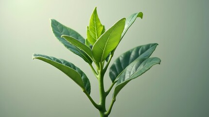 Fototapeta premium Close-up of vibrant green foliage, potentially Claoxylon, Phytolacca dioica, or Persea. Ideal for nature, growth, or environmental themes.