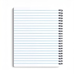 Blank Lined Spiral Notebook on White Background