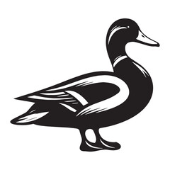 Serene Mallard silhouette with spread wings – Mallard illustration – Minimalist Mallard vector – Bird silhouette – Bird vector

