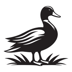 Minimalist Mallard silhouette at rest – Mallard illustration – Minimalist Mallard vector – Bird silhouette – Bird vector

