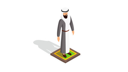 Traditional Bearded Muslim Man Portrait Vector
