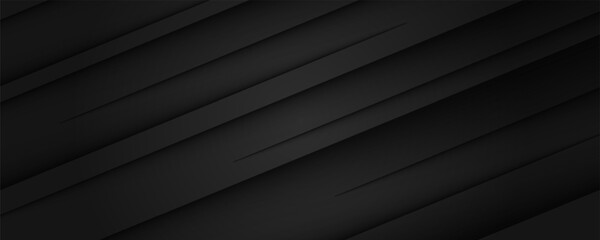 Obraz premium 3D black geometric abstract background overlap layer on dark space with waves shape decoration. Minimalist modern graphic design element cutout style concept for banner, flyer, card, or brochure cover