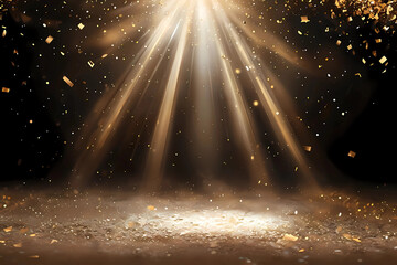Golden Spotlight Shining on Empty Stage Floor Digital Illustration