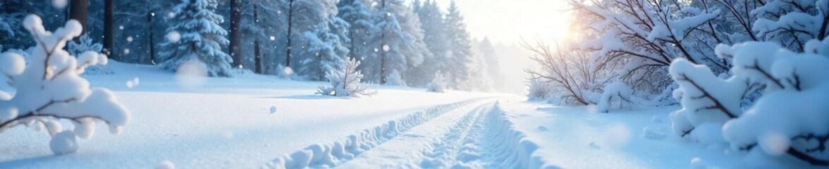 A fast-paced winter scene, snow swirling around frozen branches, conveying a sense of urgency and the fleeting beauty of a cold, rushing storm , winter, time