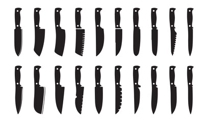 Set of kitchen knives, ideal for use in food-related graphics.