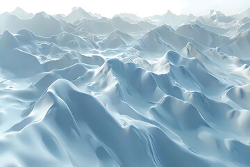 Snow Covered Peaks Under Cold Winter Light Digital Illustration