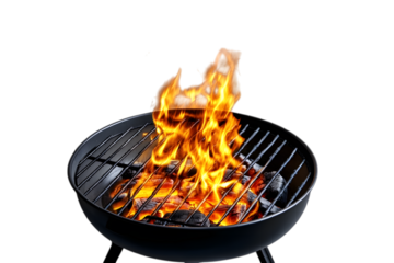 BBQ stove with hot flammable charcoal on isolated white background. Ai Generated Images