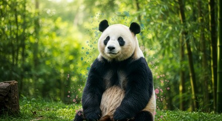 Obraz premium Majestic panda in lush forest setting