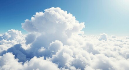 Vast expanse of bright blue sky filled with fluffy, white clouds in a daylight view