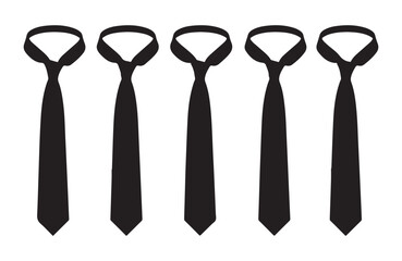 Black necktie collection on a white background.