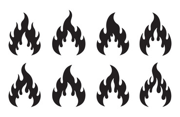 Black fire symbols arranged neatly for artistic design use.
