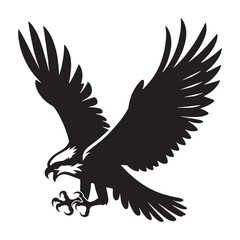 Elegant Osprey silhouette above the waves – Osprey illustration – Minimalist Osprey vector – Bird silhouette

