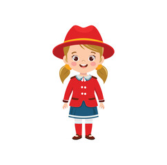 Happy little girl wearing red hat and coat