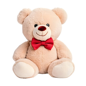 stuffed teady bear with red bow isolated on white. Ai Generated Images