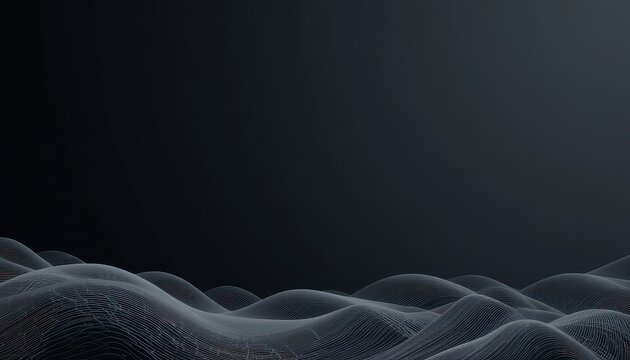 Abstract Dark Charcoal Background with Minimalist White Wave Patterns Ideal for Presentations