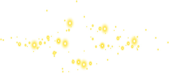 Abstract yellow background with white glitters isolated on transparent background png