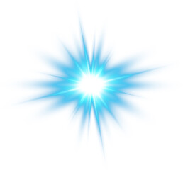 Blue starburst light effect illustration isolated on transparent background png for graphic design projects