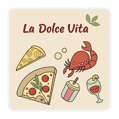 Cute Food and Drink Doodle Elements