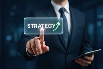 A businessman makes a key decision to drive growth and success by applying a clear strategy for business advancement and innovation