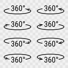 360 Degree rotation icons set on a checkered background