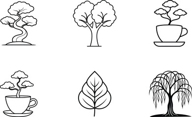 Hand Drawn Tree Line Art Bundle.