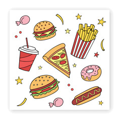 Cute Food and Drink Doodle Elements