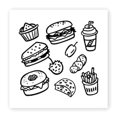 Cute Food and Drink Doodle Elements
